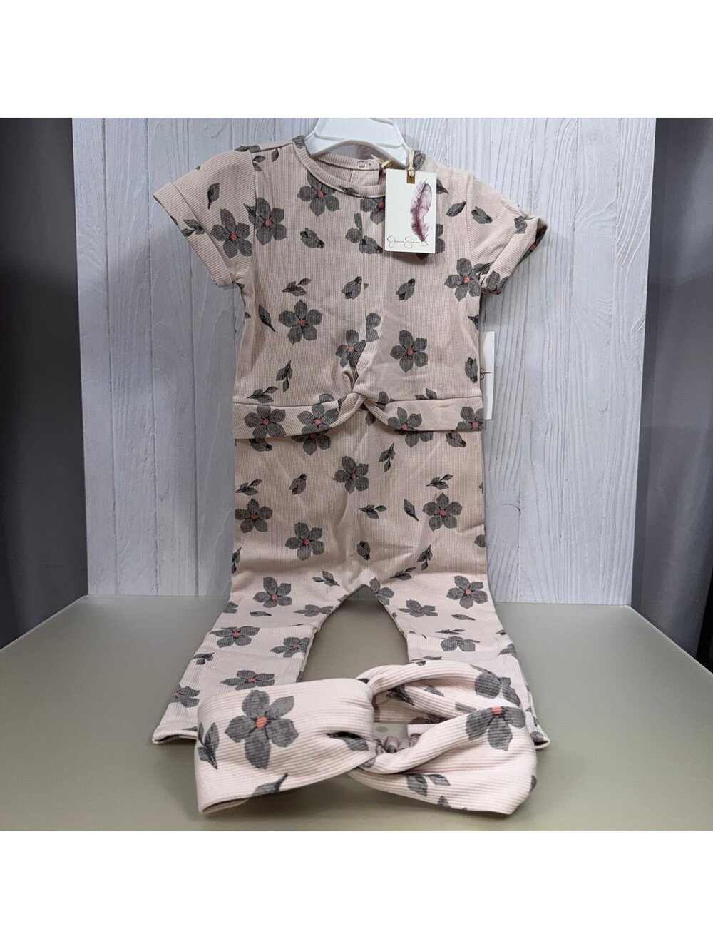 Jessica Simpson Girls Ribbed Floral Romper & Headband Set | Size 2T| NWT
